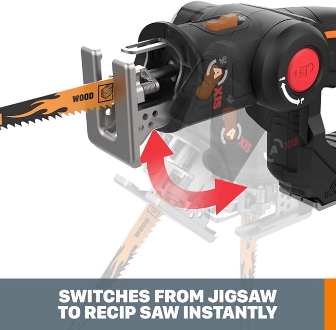 Worx WX550L.9 20V Power Share Axis Cordless Reciprocating & Jig Saw (Tool Only)