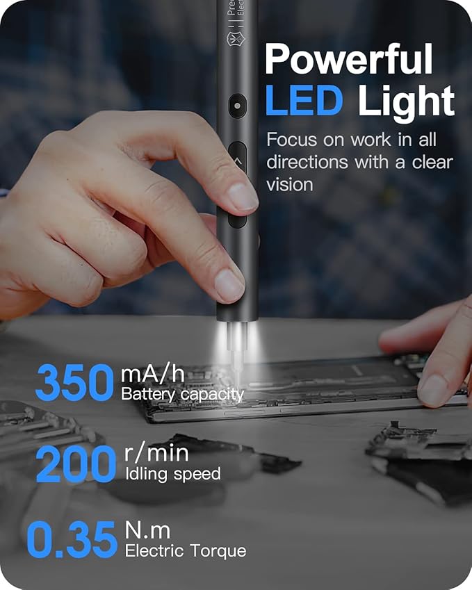 Kingsdun Mini Electric Screwdriver, 62 in 1 Cordless Precision Power Screwdriver with 48 Bits, Rechargeable Electrical Screwdriver Repair Tool Kit with LED Lights Magnetic Mat for Phones PC Laptops