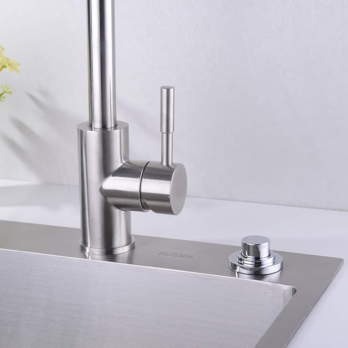 SinkTop Air Switch Kit (Long Full Brass Button) for Garbage Disposal, Cordless Chrome