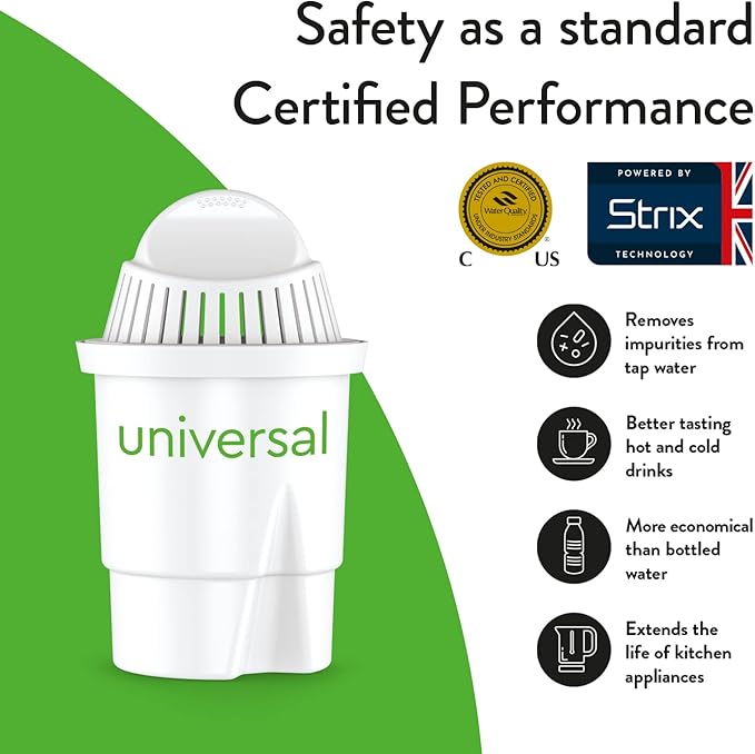 Aqua Optima Liscia Jug Water Filter Pitcher with 3 Universal Filters (White)