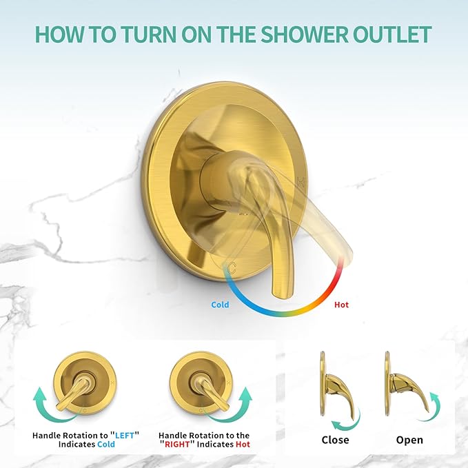 SR SUN RISE 5-Spray Dual Shower Head Cmbo Tub Faucet Set 3-Way Shower Head and Hand Held Shower Tub Faucets Sets Complete Single-Handle Tub and Shower Trim Kit, Brushed Gold (Valve Include)