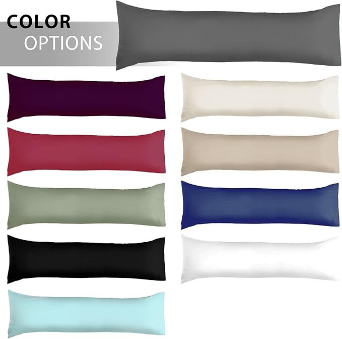 Soft Body Pillow Covers Pillowcases 60 x 21 Inch, WINKAURA Extra Large Pillow Cover for Bed Fits 54x20 Pillow, Envelope Closure, Stylish Wrinkle and Stain Resistant,Gray