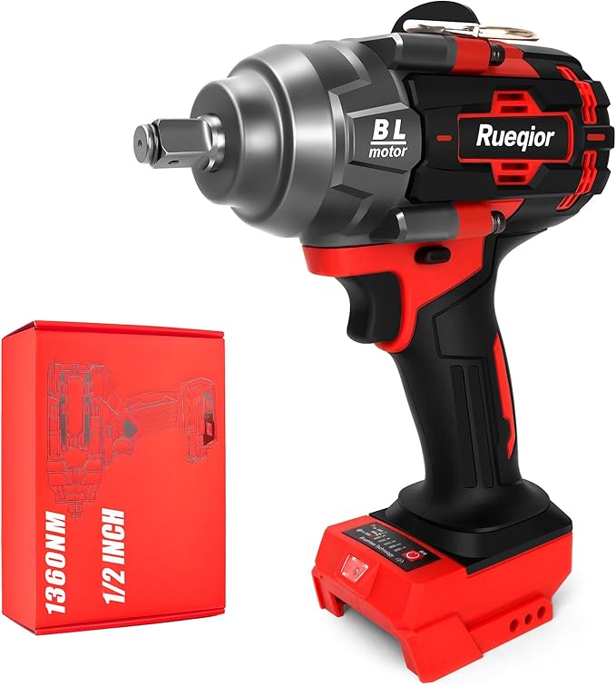Cordless Impact Wrench 1/2" for Milwaukee 18V Battery, Impact Wrench 1000FT-LBS(1360N.m) High Torque Brushless Electric Impact, with 4 Modes Power Impact Driver for Car, Truck, Mower (No Battery)