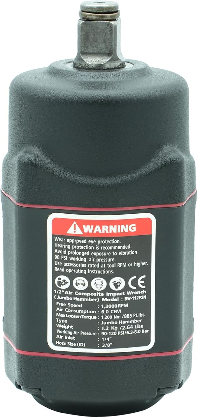 BESWELL-1/2" PRO level Stubby Size Jumbo Hammer Air Impact Wrench-BW-112F3N 1200N.M /885Ft.lbs Max Loosen torque