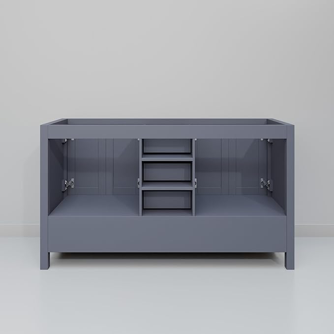 Big Sur 60 in. W x 22 in. D Dark Grey Double Bath Vanity and Carrara Marble Top