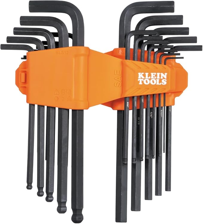 Klein Tools BLS22H Long Ball-End T-Handle Hex Key Wrench Set, 22-Key SAE and Metric, 1/16-Inch to 3/8-Inch, 1.5 to 10 mm