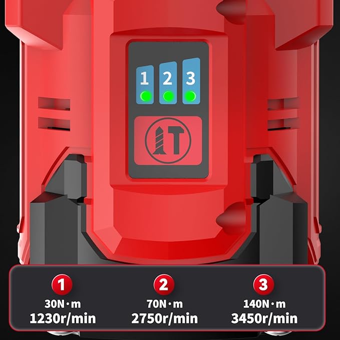 Cordless Impact Driver Kit 16.8V Max Torque 140Nm(105ft-lbs)High Rotation Electric Impact Driver Brushless Motor Continuously Variable Rechargeable 1/4" impact driver 2.0Ah Batteries