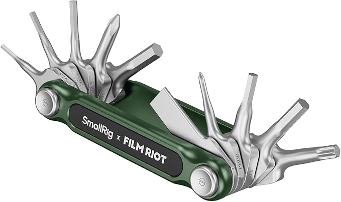SmallRig x FILM RIOT 10-in-1 Folding Tool Set with Screwdrivers and Hex Key Wrenches, Multiple Angle Positioning, Portable and Compact Design (Green) - 4814