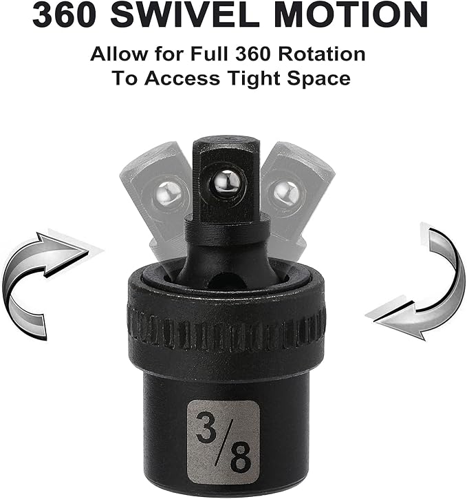Mayouko 49 Pieces 3/8" Drive Impact Socket Set, 5/16"-3/4", 8-22MM, SAE/Metric, 6 Point, CR-V, Includes Extension Bar, Adapter, Universal Joint