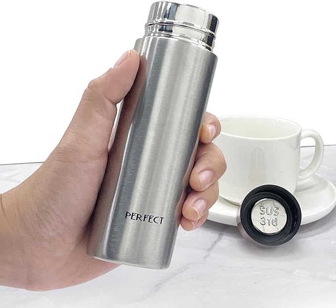 Mini 5 OZ 316 Stainless Steel Vacuum Insulated Water Bottle, Double wall Keep Cold and Hot, Leak Proof, Suitable For Women, Kids & Girls to Carry in Bag, Sliver