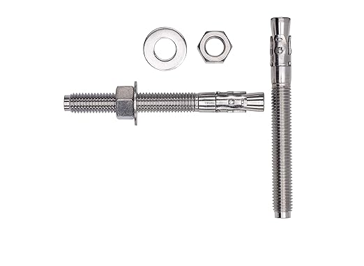 Bolt Dropper 1/2" X 5-1/2" Wedge Anchor (5pc), 18-8 Stainless Steel Corrosion Resistant Commercial Grade Washers and Nuts Included Choose Size