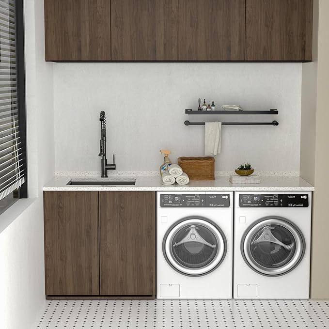 Lordear 24 Laundry Sink Stainless Steel 24" x 19" x 12" Undermount Sink Single Bowl 16 Gauge Stainless Steel Deep Laundry Room Utility Sinks Handmade Under Counter Basin