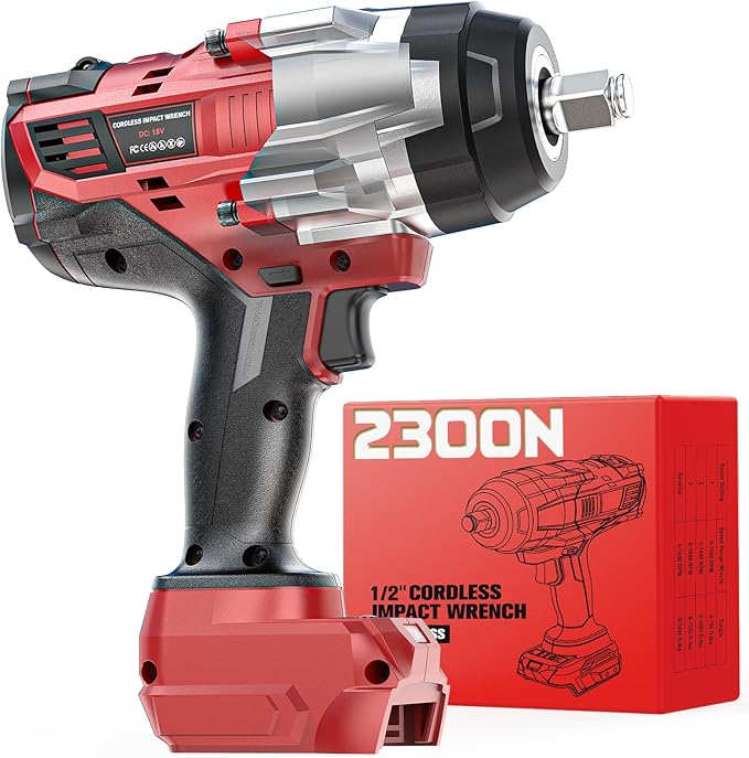 Cordless Impact Wrench 1/2 inch Compatible with Milwaukee 18v Battery, 1700 Ft-lbs High Torque Impact Driver, Brushless Electric Impact Gun with 4 Modes & LED Light for Car, Truck, Mower(Bare Tool)