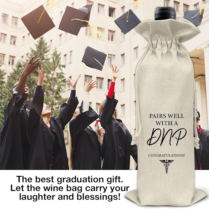 Graduation Wine Bag DNP Degree Wine Gift Bag Graduation Gift for Doctor Nurse Practice Med School Farewell Graduation Gifts