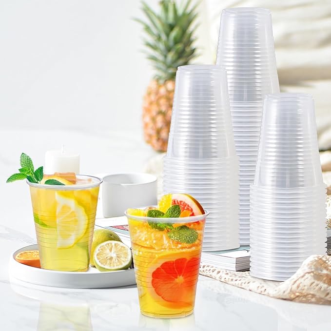 9 oz Plastic Cups, 500 Pack Clear Plastic Cups Disposable Water Cups, Cold Drink Cups Clear Cups for Party, Wedding, Graduation, Travel, Holiday, Events, Birthday
