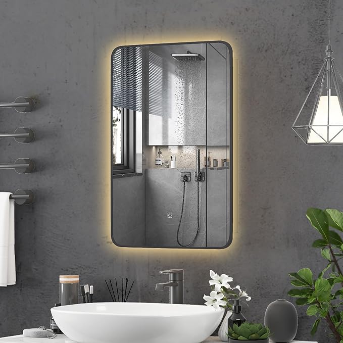Recessed Medicine Cabinet for Bathroom Medicine Cabinets with Mirror,3-Color Backlight Lighted Medicine Cabinet with Lights,Black Mirrored Medicine Cabinets Wall Mounted 20x30