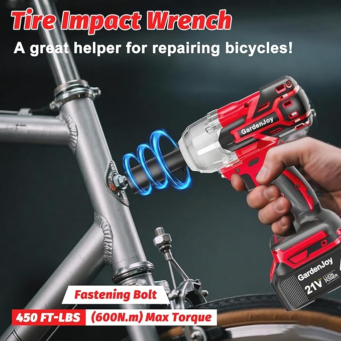 Cordless Impact Wrench 1/2 Inch, 21V Max Brushless, 450 Ft-lbs (600N.m) Max Torque, 3-Speed, w/ 4.0Ah Battery & Quick Charger, 6Pcs Impact Sockets - for Automotive Repair, Tire Changing, Home DIY