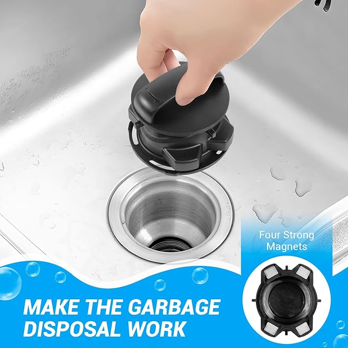 Garbage Disposal Stopper, 75257 Garbage Disposal Magnetic Stopper for ISE Cover Control Disposer, Garbage Disposal Cap Compatible with 75052/74052/74094/74275, ABS Black Kitchen Aid Disposal Stopper