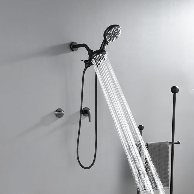 2 Handle Shower Faucet Shower System Complete 2 in 1 Shower Combo Set with Handheld Showerhead Shower Trim Kit Shower Fixtures Matte Black