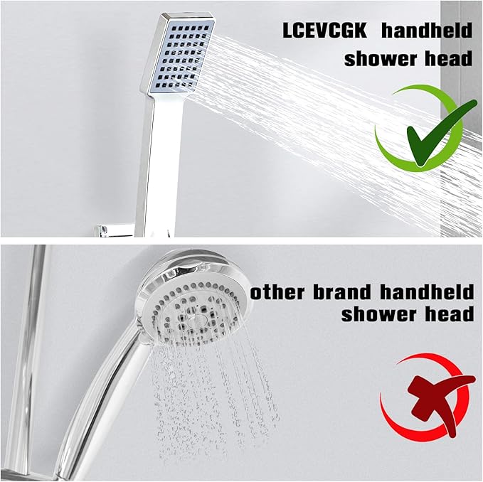 Shower Head - Shower Faucet Set Square Shower Combo System with 8'' Rainfall Shower Head Wall Mount Handheld Shower, Stainless Steel with Chrome Finish Bath Shower Head,Chrome