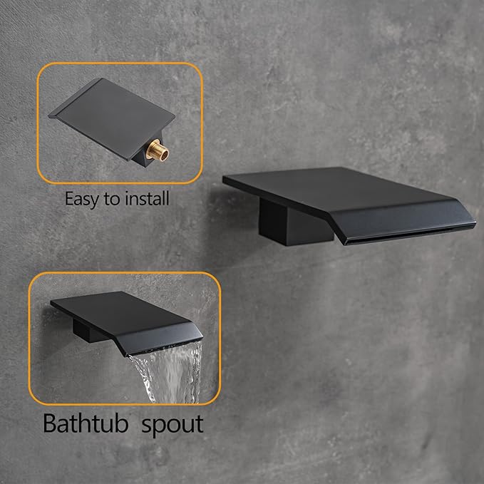 Rainfall Shower System with Tub Spout,Bathroom Rain Shower Head 10 Inch, Three-functions Shower Faucet Set Luxury Rain Shower Head Set,Shower Faucet Combo,Black