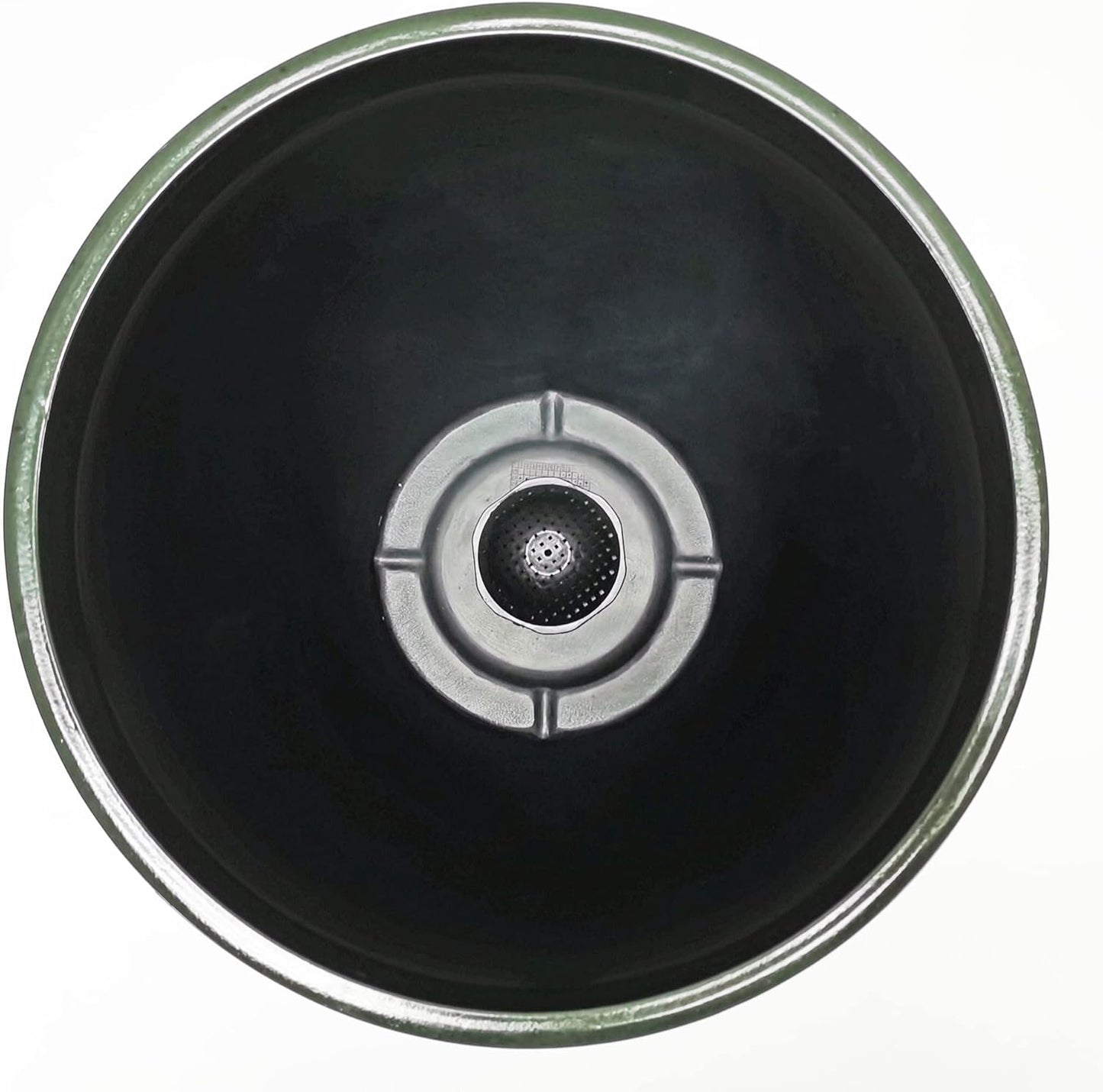 FixtureDisplays® Garden Green Plastic Round 11.8 Inches Diameter 11.8 Inches Tall Planter Resin Glazed Faux Ceramic Flower Pots Drainage Hole with Saucer Decorative Pot 15675-NF