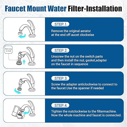 Water Filter for Sink Faucet Mount Filter Purifier System,Filters Over 60 substances,New Leak-Proof Technology,0.01 Micron Filtration Accuracy(Without Blue Light)