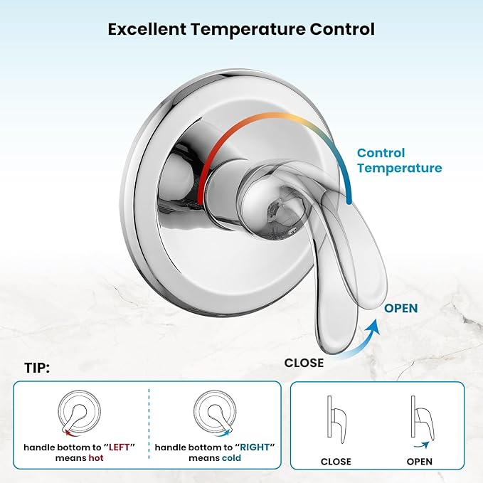 gotonovo Shower Valve and Trim Kit 2 in 1 Shower Head and Handle Set System Bathroom Shower Faucet Set 3 Modes Various Combinations High Pressure with Rough-in Valve Polished Chrome