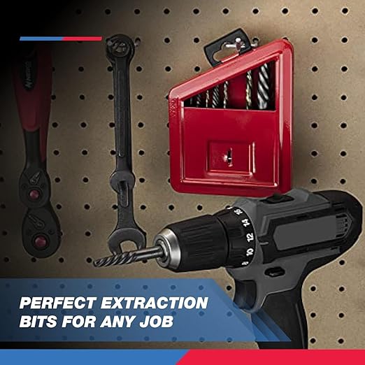 NEIKO 01925A Screw-Extractor And Left-Hand Drill-Bit Set, HSS M2 Steel Drill Bits, Alloy Spiral Flutes, Reverse Drill-Bit And Bolt Extractor, Easily Remove Stripped Screws And Broken Bolts, 10 Pieces