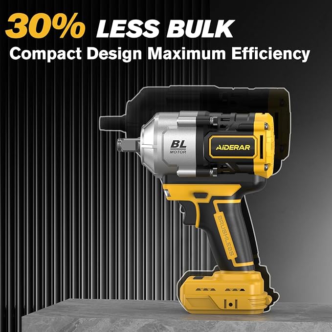 20V Cordless Impact Wrench for DeWalt Battery, 1500Nm (1106 Ft-Lbs) 1/2" Brushless Impact Gun, 3-Speed High Torque Power Tool for Tire Removal, Rusted Bolts, Heavy Equipment(No Battery)