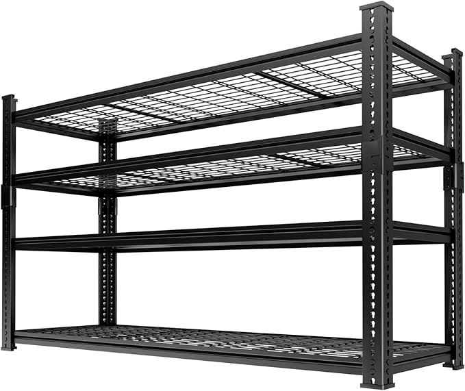 Storage Shelves Heavy Duty, 48"L x 18"W x 60"H Garage Wire Shelving Unit Loads 2640LBS, 4-tier Adjustable Metal Industrial Utility Shelf Rack for Kitchen, Laundry Room, Pantry, Warehouse, Basement
