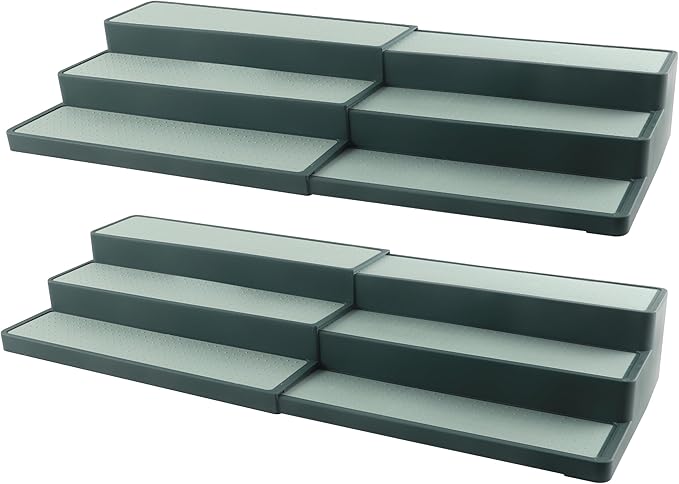 SIMPLEMADE 3-Tier Spice Rack Organizer - Versatile Storage Shelf for Kitchen, Bathroom, Bedroom & Office, Set of 2, Expandable Sage