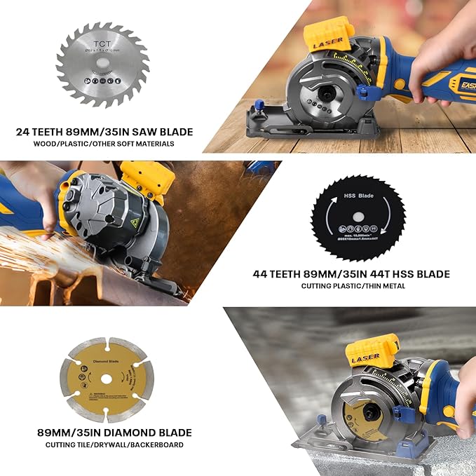 Mini Circular Saw Compatible with DeWalt 20V Max Battery,3-1/2" Brushless Cordless Round Saw Kit w/4Ah Battery & 1.5A Charger,Laser Guide,3200 RPM,Ideal for Wood,PVC,Metal
