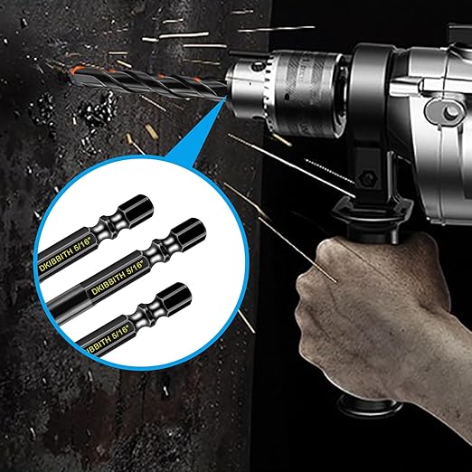 11-pc Masonry Drill Bits Carbide Concrete Drill Bit Set for Stone Tile Brick Ceramic Glass Metal Sheet Plastic and Wood, Quick Change 1/4" Hex Shank, Size 5/32” 3/16" 1/4" 5/16" 3/8" 1/2" with Case