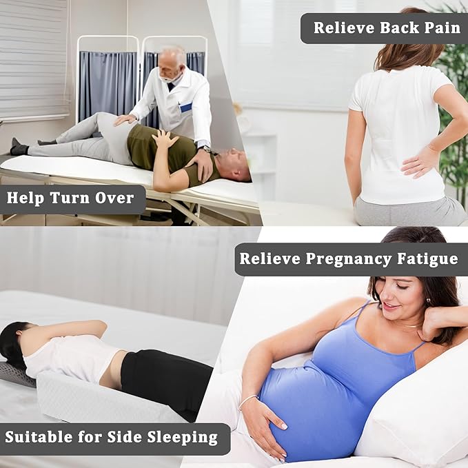 Bed Wedge Pillow for Side Sleeping Foam Filled Body Positioning Triangle Pillow Suitable for Pregnancy and Surgery Prevent Bed Sore for Leg and Back Support with Pillow Case (White)