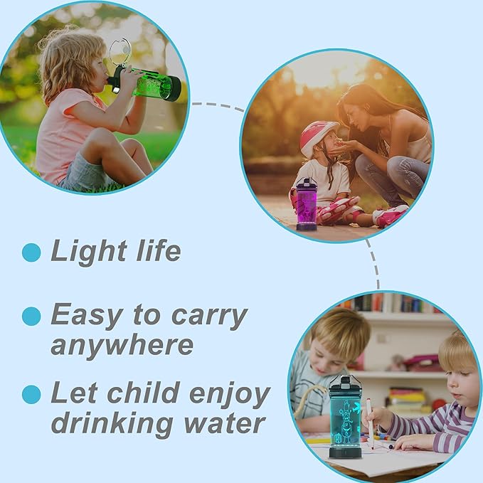 Cute Duck Water Bottle, Light Up Duck Sports Bottle with Glowing 3D LED Light Drink Bottles-Tritan BPA Free. Duck Gifts for Birthday,Christmas,Back to School for Kids Boys Teens