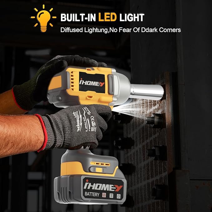 Cordless impact Wrenches - 590Ft-lbs (800N.m) Brushless 1/2 inch Impact Wrench, 3300RPM High Torque Impact Gun, 2 Battery, Charger & 5 Sockets, Power Impact Wrench for Car Home