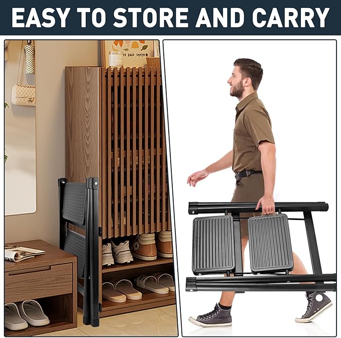 2-Step Ladder, Folding Step Stool for Kitchen/Closet/Garage, Sturdy & Lightweight Aluminum Handy Ladder, 250 lbs Capacity, Anti-Slip Pedals, Compact & Portable for Home DIY & Everyday Use