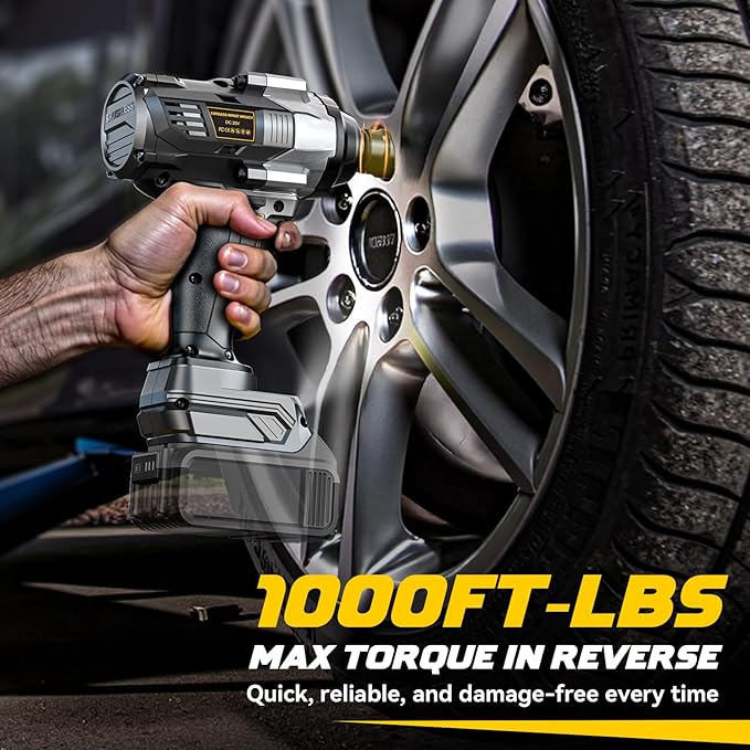 Cordless Impact Wrench 1/2” Compatible with Dewalt 20v Battery(No Battery), 1000FT-LBS(1360N.m) High Torque Impact Driver, Electric Impact Gun with LED Work Light, Variable Speeds, 4-Speed Control