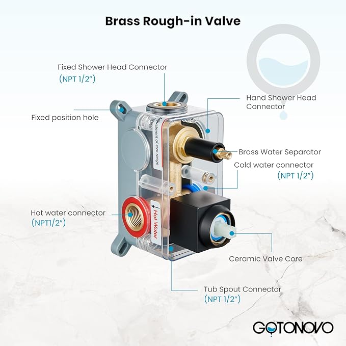 gotonovo Rainfall Tub Shower Faucet Set Bathroom Shower System with Tub Spout Wall Mount Square High Pressure Shower Fixtures with Handheld Sprayer Rough-In Valve 10'' Shower Head,Oil Rubbed Bronze