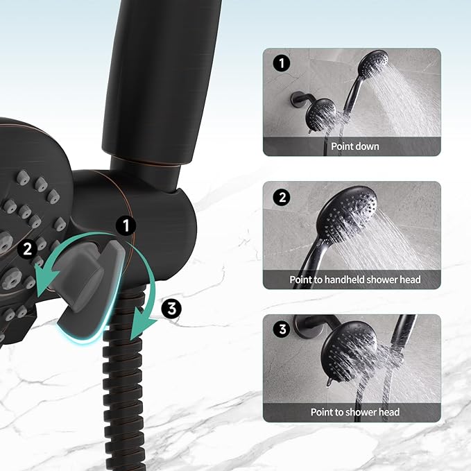 SR SUN RISE 35-Spray Shower Faucet 3-Way Combo Shower Head and Hand Held Shower Separately or Together, Single-Handle Tub and Shower Trim Kit, Oil Rubbed Bronze (Valve Include)