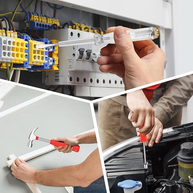 24 Piece Small Tool Kit for Men and Women, Mini Hand Tool Set with Storage Box for Home, DIY, Office, Garage(Red)