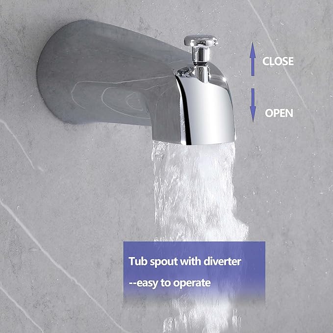 2 Handles Tub Shower Faucet Bathtub Shower Faucet Set, Tub and Shower Trim Kit Chrome Wall Mounted