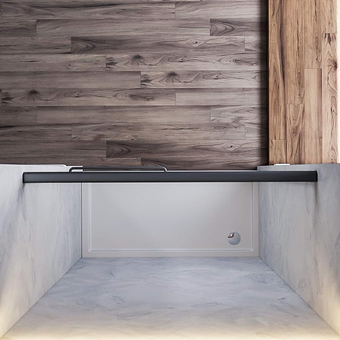 SUNNY SHOWER Glass Shower Door Frameless Double Sliding Shower Glass Door, 1/4 inch Clear Glass Shower Panel, Stainless Steel Hardware, Bathroom Sliding Door, Black Finish 46.5-48 in.W x 72 in.H