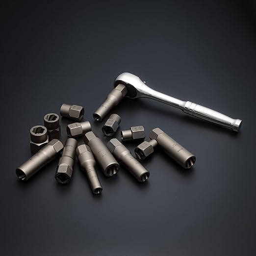 NEIKO 04207A Impact Nut & Bolt Extractor Set, 14 Piece Lug Nut Removal Tool, 3/8 Drive, Deep and Shallow Stripped Bolt Extractor Socket Set, Rounded Bolt Removal tool, Nut Remover Socket Set, CR-Mo