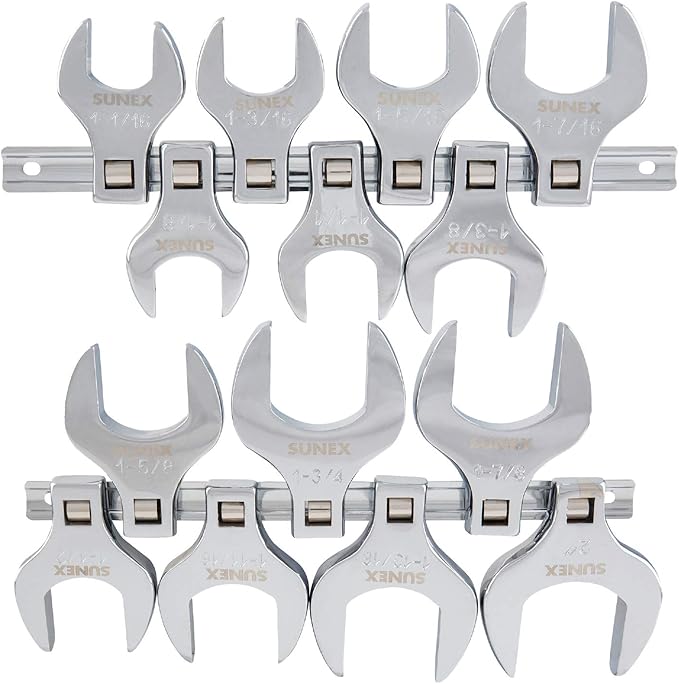 SUNEX TOOLS 9721 1/2" Drive Fractional Jumbo Straight Crowfoot Wrench Set, 14-Piece