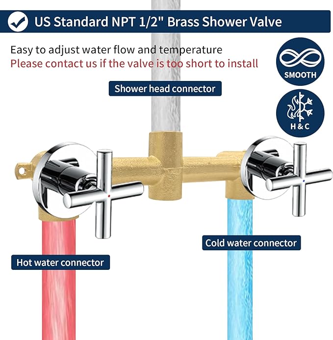 2 Handle Shower Faucet Shower System Complete 2 in 1 Shower Combo Set with Handheld Showerhead Shower Trim Kit Wall Mounted Shower Fixtures Chrome Polished