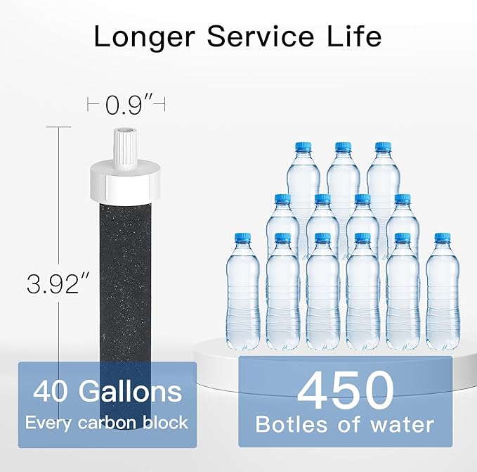 Water Bottle Filter, Replacement for Brita® BB06, Brita® Hard Sided, Stainless Steel and Plastic Bottle Filter, Reduces Chlorine, BPA-Free, Last Up to 2 Months or 40 Gallons (Pack of 2)