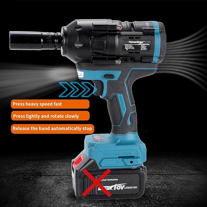 1000N.m(738FT-lbs) Cordless Impact Wrench for Makita 18V Battery,1/2 inch Brushless Electric Impact Driver Gun for Truck,Heavy-duty Project