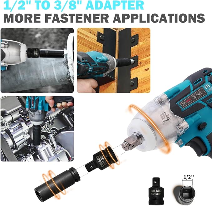Cordless Impact Wrench Kit, 20V MAX Electric Impact Gun, 737Ft-lbs(1000N.m) Brushless Impact Wrenches, Power Impact Wrenches with 5-Mode Speed,Torque Wrench 1/2 Drive for Car/Truck RV/Mower